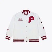 Men's Mitchell & Ness White Philadelphia Phillies Cooperstown Collection Arctic Lightweight Satin Full-Snap Jacket