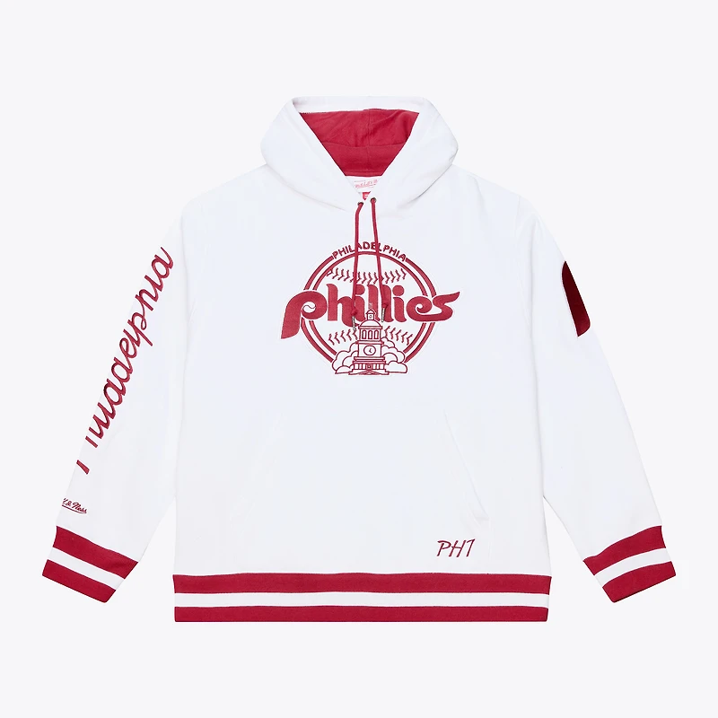 Sweat à capuche en polaire Mitchell & Ness blanc Philadelphia Phillies Cooperstown Collection pour homme