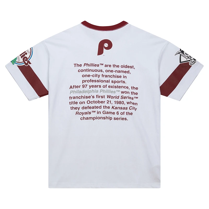Men's Mitchell & Ness White Philadelphia Phillies Cooperstown Collection Team Origins Premium T-Shirt