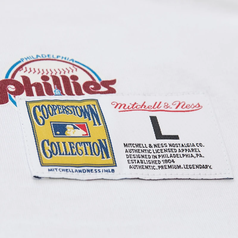 Men's Mitchell & Ness White Philadelphia Phillies Cooperstown Collection Team Origins Premium T-Shirt