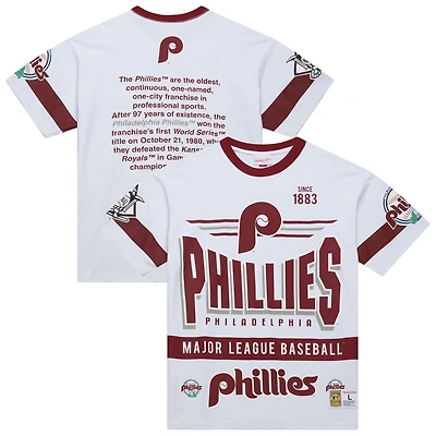V100492 T-SHIRT À CAPUCHE PREMIUM MLB TEAM ORIGINS Phils AVEC LOGO VINTAGE TEEMENSCR FC9265-PPHWHIT #9