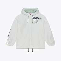Men's Mitchell & Ness White Philadelphia Phillies Yacht Rock Coaches Full-Snap Hooded Windbreaker Jacket
