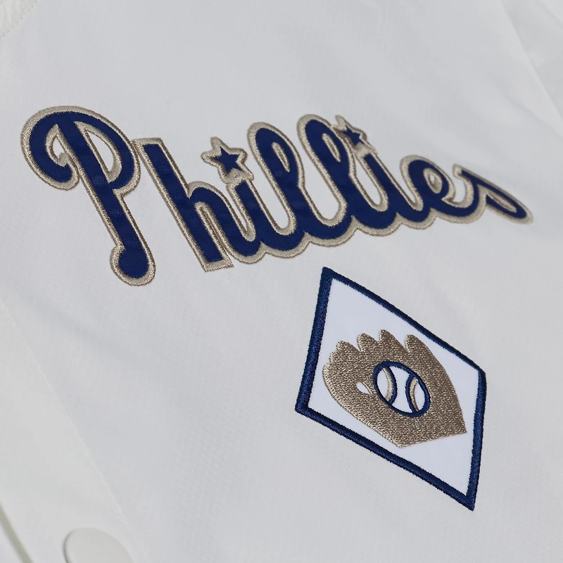 Men's Mitchell & Ness White Philadelphia Phillies Yacht Rock Coaches Full-Snap Hooded Windbreaker Jacket