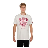Men's New Era Beige Philadelphia Phillies Lifestyle Coat of Arms Flocking T-Shirt