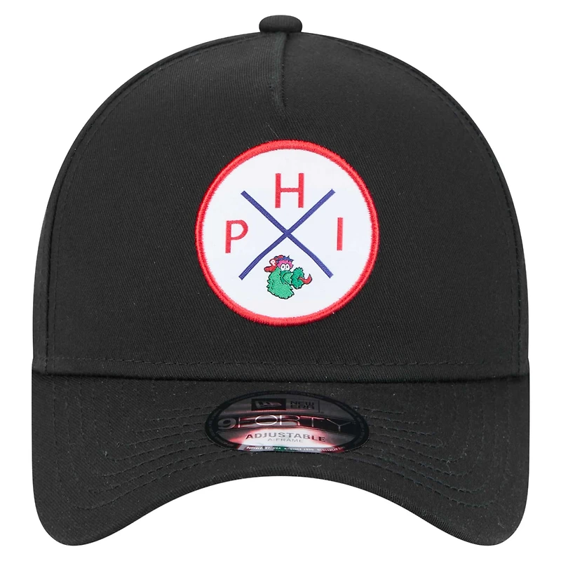Men's New Era Black Philadelphia Phillies 9FORTY A-Frame Adjustable Hat