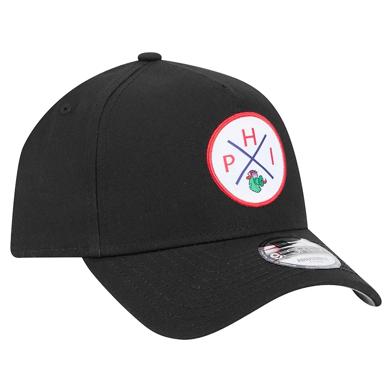 Men's New Era Black Philadelphia Phillies 9FORTY A-Frame Adjustable Hat