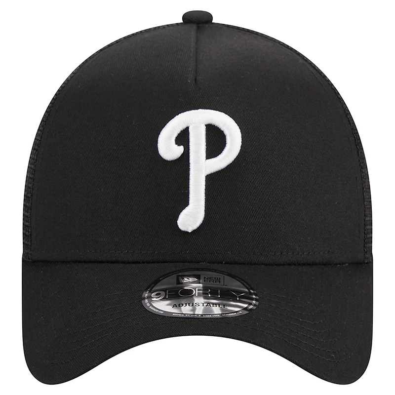 Casquette réglable noire A-Frame 9FORTY Trucker des Phillies de Philadelphie New Era pour hommes