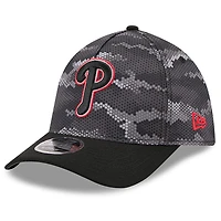 Casquette New Era noire Philadelphia Phillies Camo 39THIRTY pour homme, style A-Frame Flex