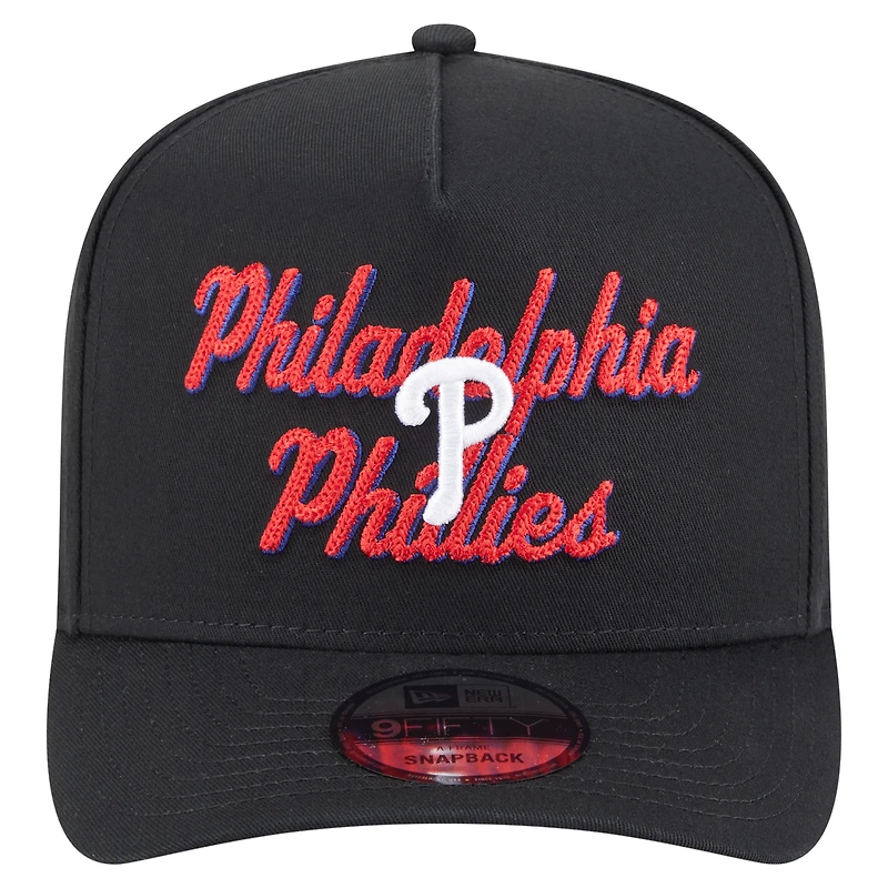 Casquette snapback 9FIFTY A-Frame noire New Era pour homme, motif chaînette des Philadelphia Phillies