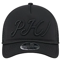 Men's New Era Black Philadelphia Phillies City Initial 9FORTY A-Frame M-Crown Adjustable Trucker Hat