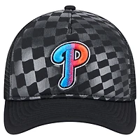 Casquette ajustable New Era noire Philadelphia Phillies 9FORTY A-Frame M-Crown Trucker pour homme