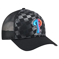 Casquette ajustable New Era noire Philadelphia Phillies 9FORTY A-Frame M-Crown Trucker pour homme