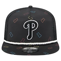 Men's New Era  Black Philadelphia Phillies Gummy Golfer Trucker Adjustable Hat