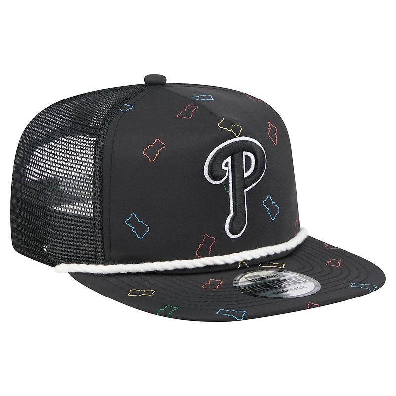 Men's New Era  Black Philadelphia Phillies Gummy Golfer Trucker Adjustable Hat