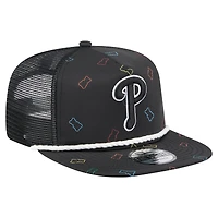 Men's New Era  Black Philadelphia Phillies Gummy Golfer Trucker Adjustable Hat