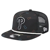 Men's New Era  Black Philadelphia Phillies Gummy Golfer Trucker Adjustable Hat