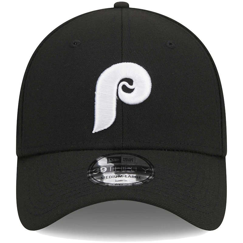 Casquette Flex 39THIRTY noire avec logo des Phillies de Philadelphie New Era pour homme