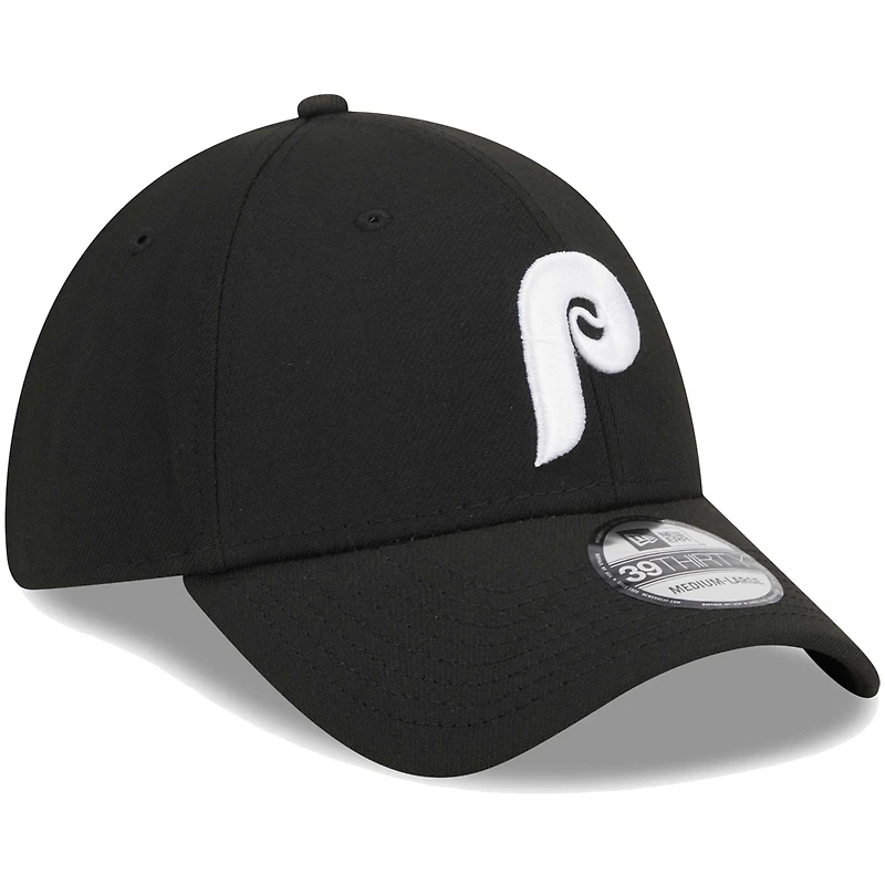 Casquette Flex 39THIRTY noire avec logo des Phillies de Philadelphie New Era pour homme