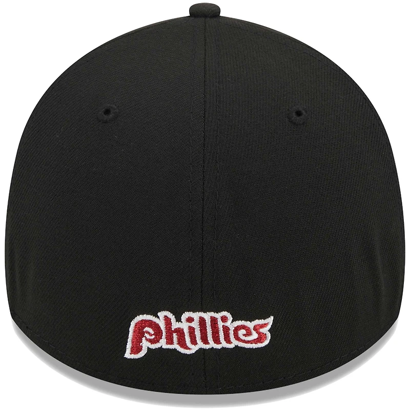 Casquette Flex 39THIRTY noire avec logo des Phillies de Philadelphie New Era pour homme