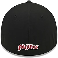 Casquette Flex 39THIRTY noire avec logo des Phillies de Philadelphie New Era pour homme