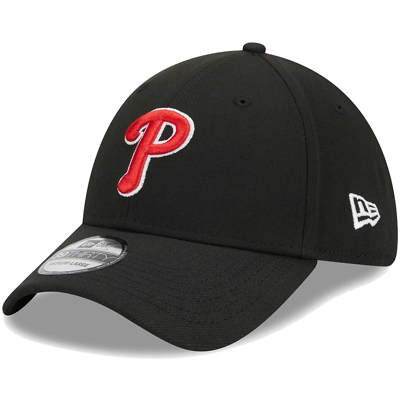 Casquette Flex 39THIRTY noire avec logo des Phillies de Philadelphie New Era pour homme