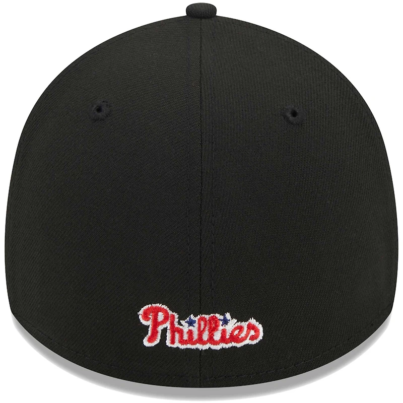 Casquette Flex 39THIRTY noire avec logo des Phillies de Philadelphie New Era pour homme
