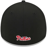 Casquette Flex 39THIRTY noire avec logo des Phillies de Philadelphie New Era pour homme