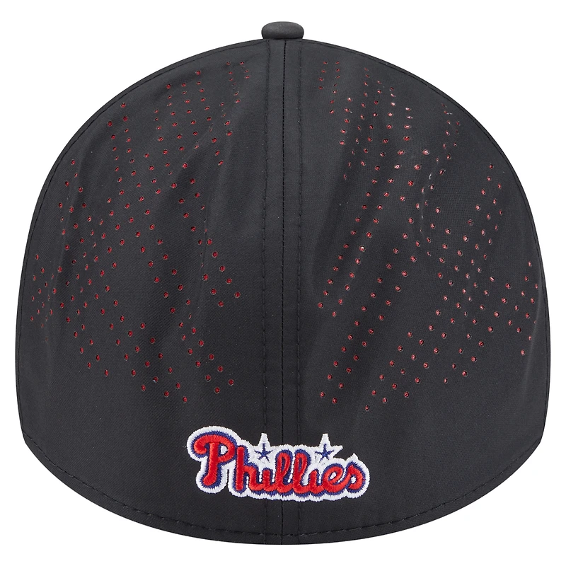Men's New Era  Black Philadelphia Phillies Night 39THIRTY Flex Hat