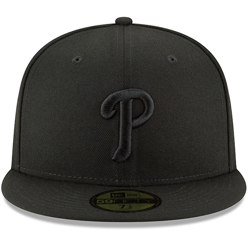 Casquette ajustée New Era noire pour homme, logo principal des Phillies de Philadelphie, modèle 59FIFTY.
