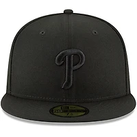 Casquette ajustée New Era noire pour homme, logo principal des Phillies de Philadelphie, modèle 59FIFTY.