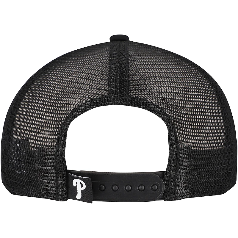 Men's New Era Black Philadelphia Phillies Retro Bold A-Frame Trucker 9FORTY Adjustable Hat