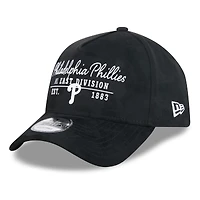 Men's New Era  Black Philadelphia Phillies Script Text 9FORTY A-Frame Adjustable Hat