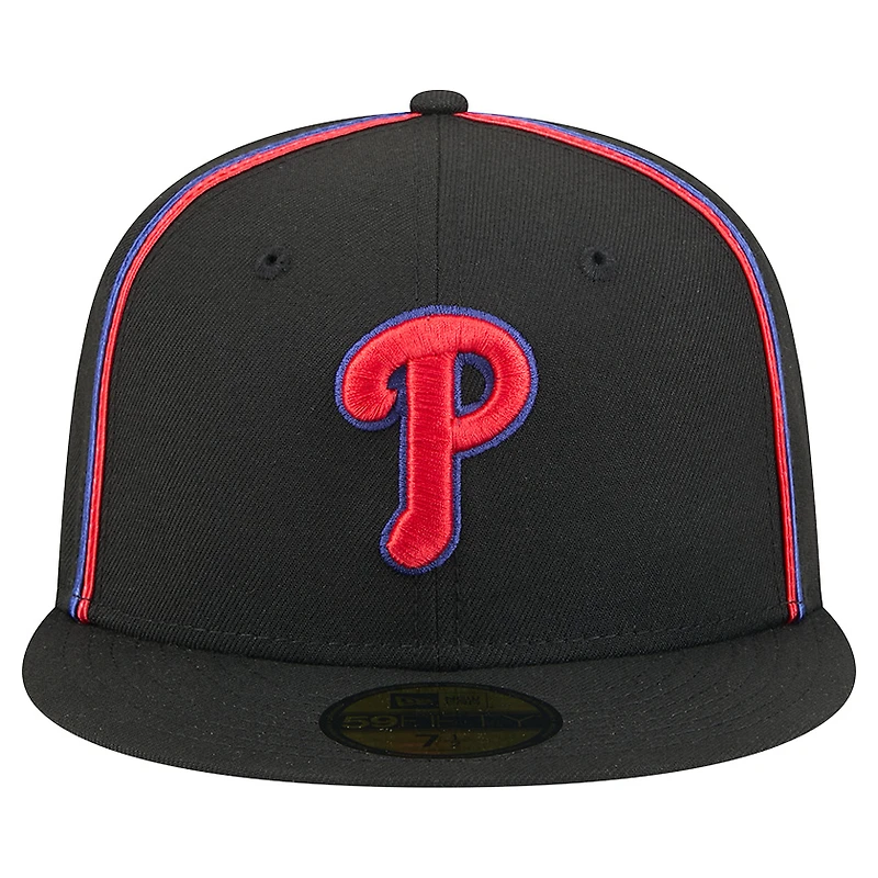 Casquette ajustée Soutache 59FIFTY noire des Phillies de Philadelphie pour homme New Era