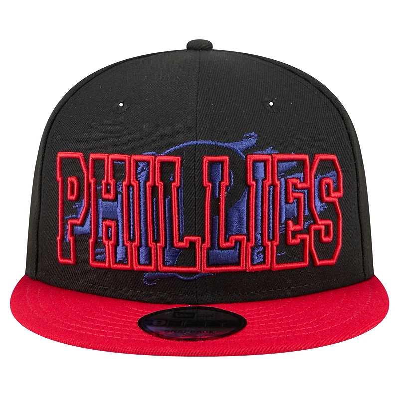 Casquette Snapback 9FIFTY Splatter Philadelphia Phillies noire New Era pour homme