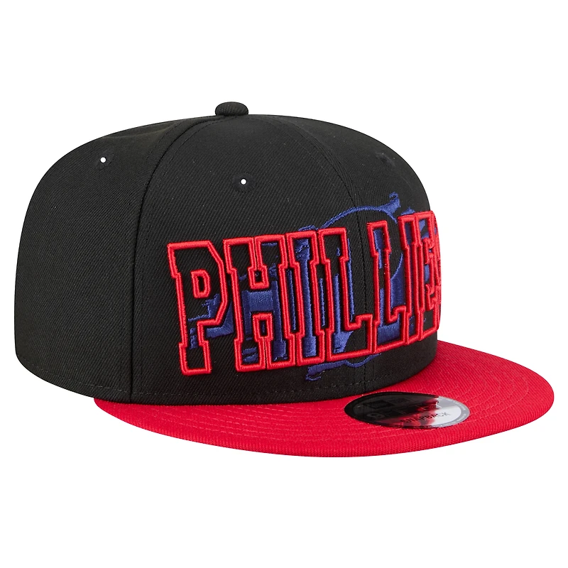 Casquette Snapback 9FIFTY Splatter Philadelphia Phillies noire New Era pour homme