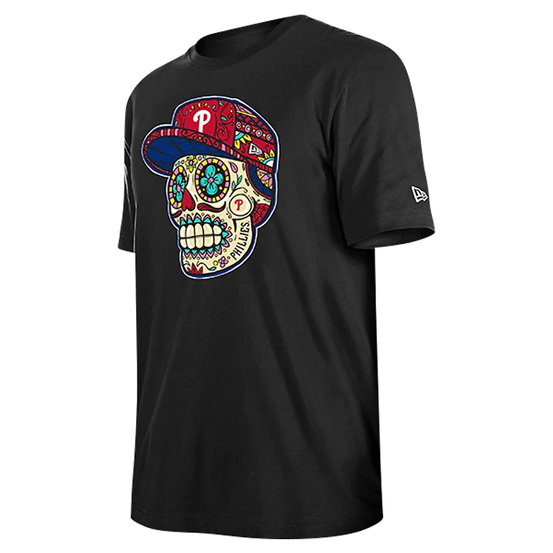 T-shirt noir Sugar Skulls des Phillies de Philadelphie New Era pour hommes