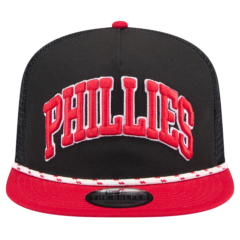 Casquette de golfeur noire en maille arrière des Phillies de Philadelphie New Era pour hommes