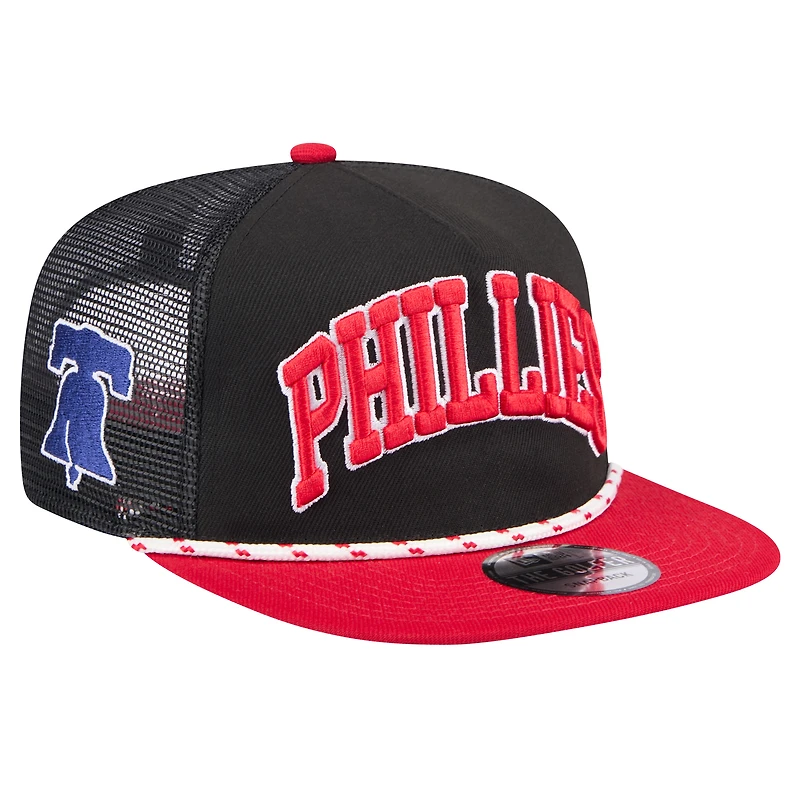 Casquette de golfeur noire en maille arrière des Phillies de Philadelphie New Era pour hommes