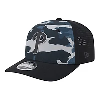 Men's New Era Black Philadelphia Phillies Tonal Camo 9SEVENTY Stretch-Snap Hat