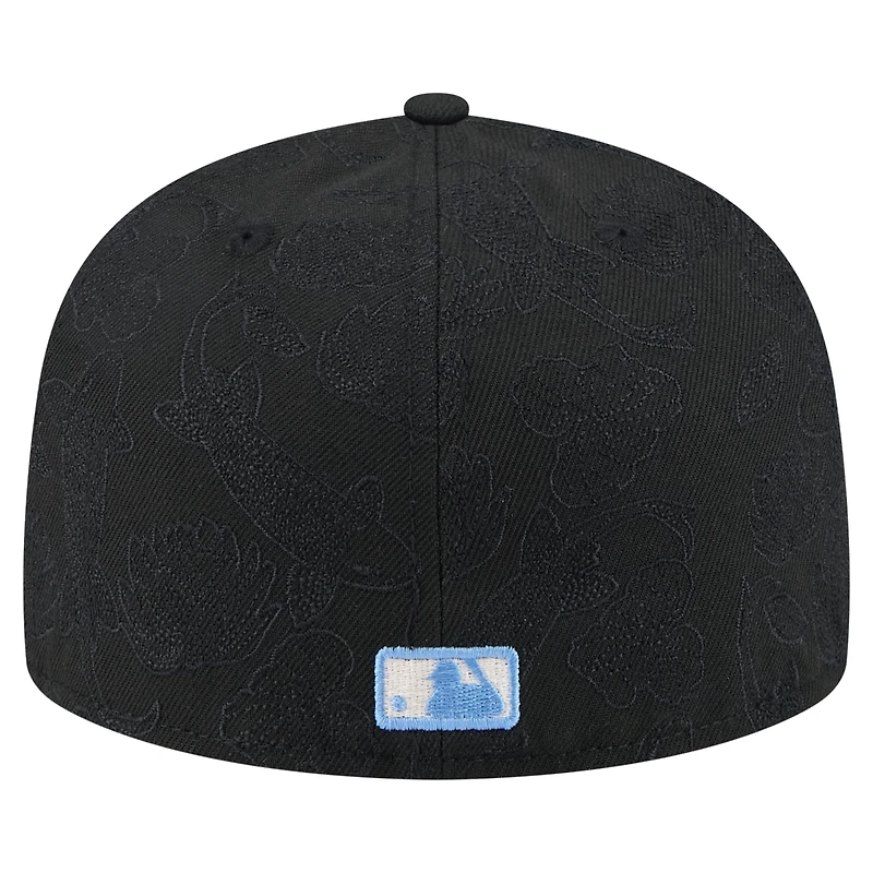 Men's New Era Black Philadelphia Phillies Tonal Koi 59FIFTY Fitted Hat