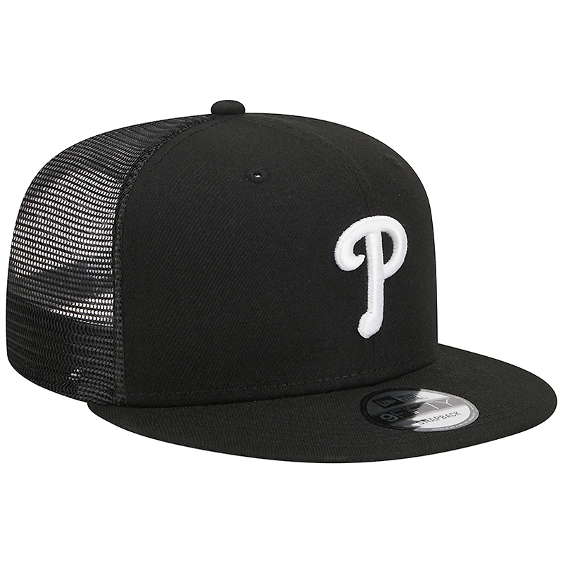 Casquette Snapback 9FIFTY Trucker des Phillies de Philadelphie noire New Era pour homme