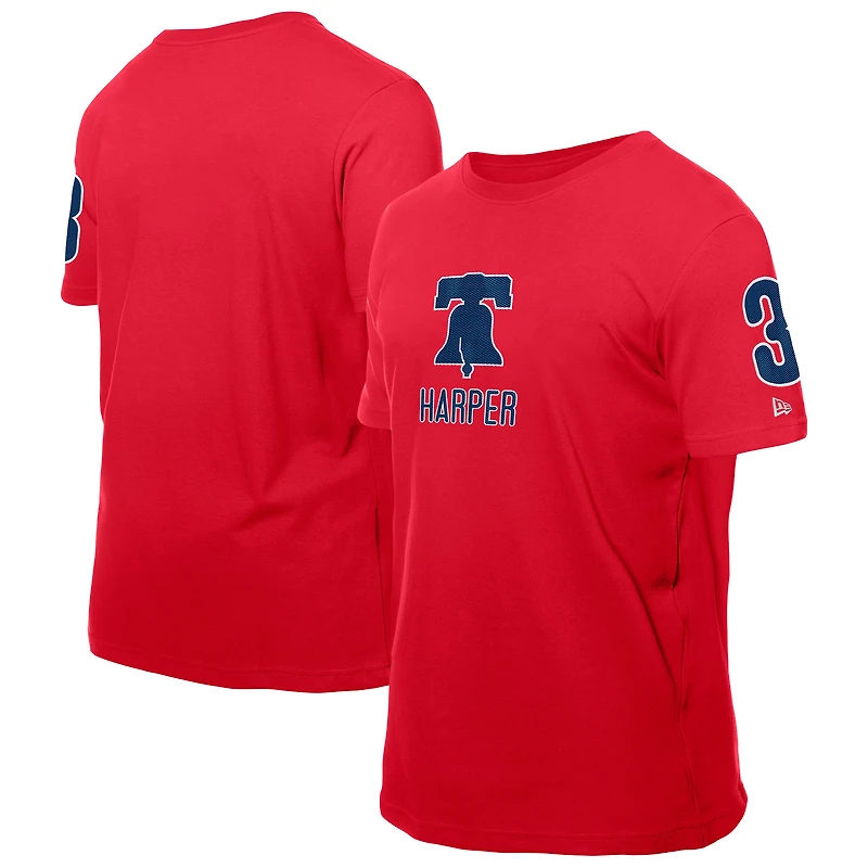T-shirt New Era Bryce Harper rouge pour homme avec nom et numéro Design Lab des Phillies de Philadelphie