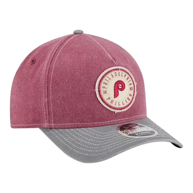 Men's New Era  Burgundy/Gray Philadelphia Phillies Felt M-Crown 9FORTY Adjustable Hat