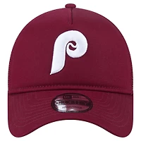 Casquette ajustable Philadelphia Phillies 9FORTY A-Frame Trucker bordeaux New Era pour homme