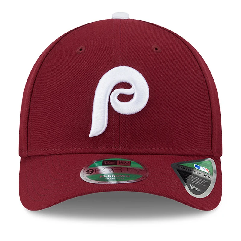 Casquette ajustable New Era 9FORTY pour homme, réplique du joueur des Philadelphia Phillies, rouge