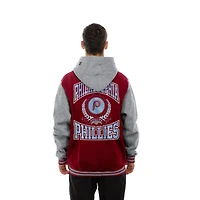 Men's New Era Burgundy Philadelphia Phillies Throwback Prep Full-Snap Hoodie Jacket