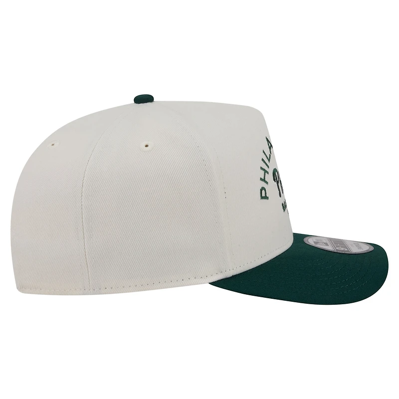 Casquette snapback New Era crème/vert foncé Philadelphia Phillies Chrome A-Frame 9FIFTY pour homme
