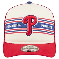 Men's New Era Cream/Red Philadelphia Phillies Banner A-Frame 9FIFTY Trucker Snapback Hat