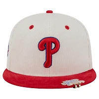 Men's New Era Cream/Red Philadelphia Phillies Two-Tone Corduroy 59FIFTY Fitted Hat