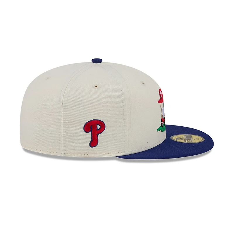 Casquette ajustée New Era 59FIFTY crème/bleu roi Philadelphia Phillies Bullpen Cart pour homme